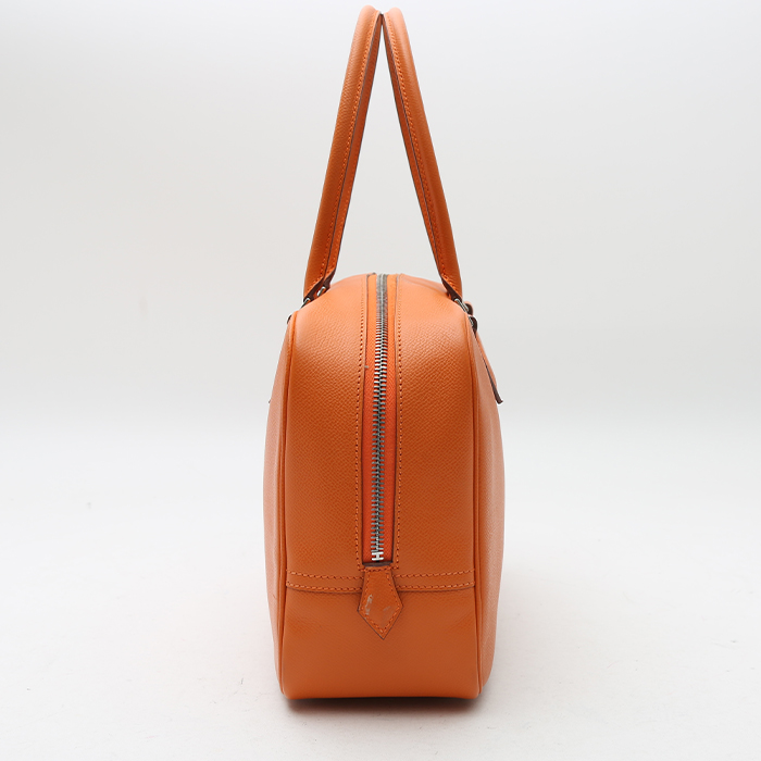 Bolso de mano Hermès  Plume en cuero epsom naranja - Detail D5