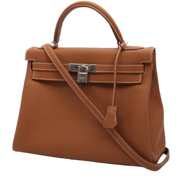 Bolso de mano Hermès  Kelly 32 cm en cuero togo color oro