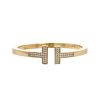Bracelet jonc articulé Tiffany & Co Square T en or jaune et diamants - 00pp thumbnail