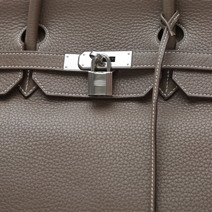 Hermès  Birkin 40 cm handbag  in etoupe leather taurillon clémence - Detail D1