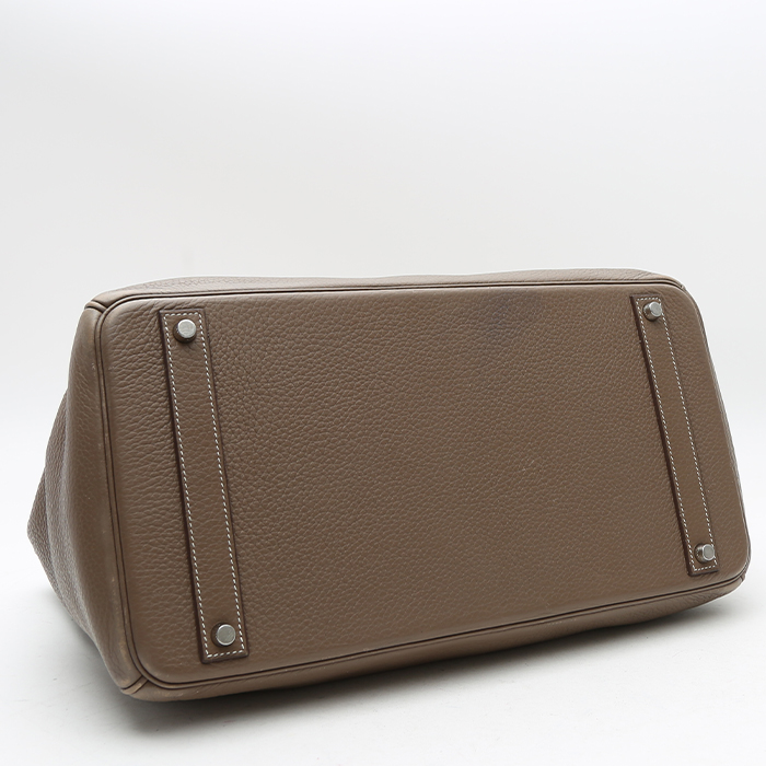 Sac à main Hermès  Birkin 40 cm en cuir taurillon clémence étoupe - Detail D5