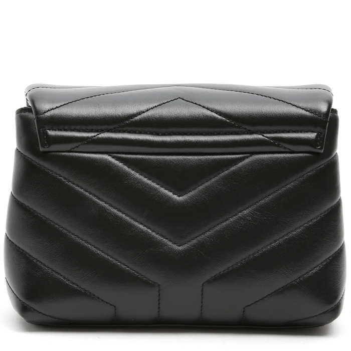 Saint Laurent Toy Loulou shoulder bag in black chevron quilted leather - Detail D7
