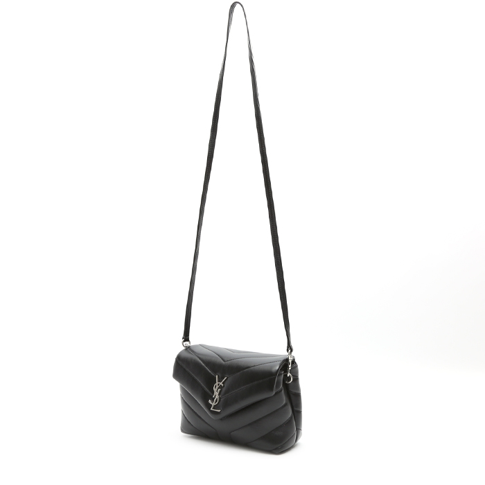 Saint Laurent Toy Loulou shoulder bag in black chevron quilted leather - Detail D8