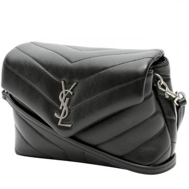 Borsa a tracolla Saint Laurent  Toy Loulou in pelle trapuntata a zigzag nera