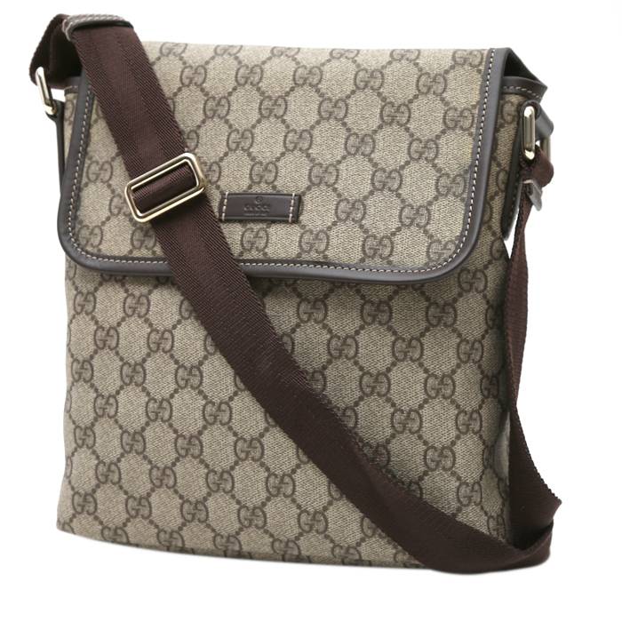 New Gucci Beige Brown Canvas Leather GG Supreme Messenger Crossbody Shoulder  Bag