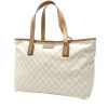 Gucci  Suprême GG shopping bag  in white monogram canvas  and beige leather - 00pp thumbnail