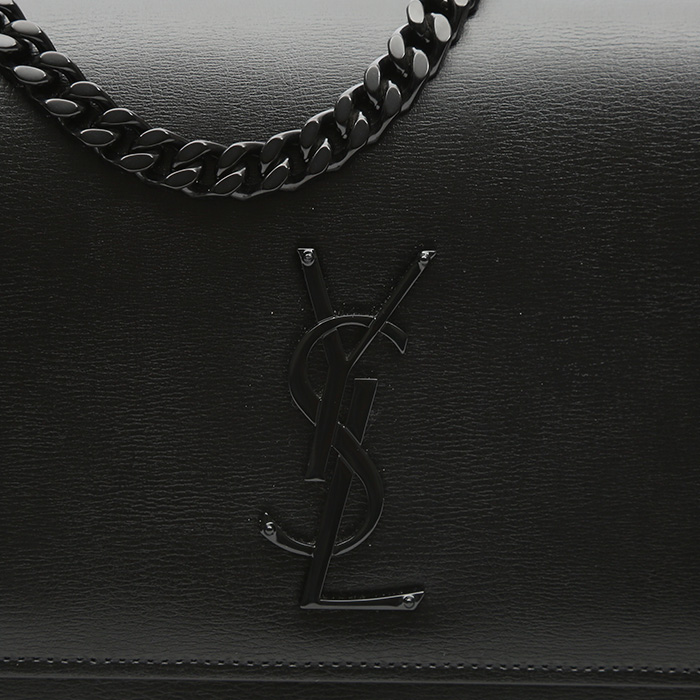 Sac bandoulière Saint Laurent Sunset moyen modèle en cuir noir - Detail D1