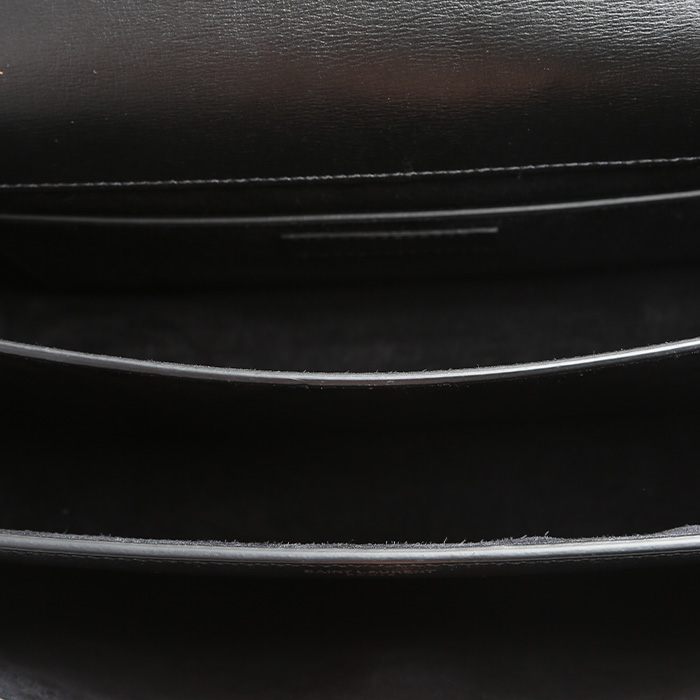 Sac bandoulière Saint Laurent Sunset moyen modèle en cuir noir - Detail D2
