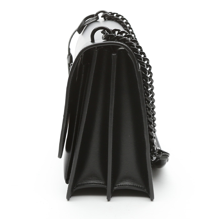 Saint Laurent Sunset medium model shoulder bag in black leather - Detail D5