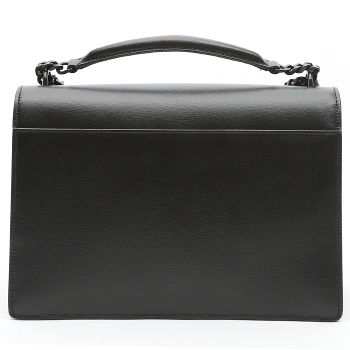 Saint Laurent Sunset medium model shoulder bag in black leather - Detail D7