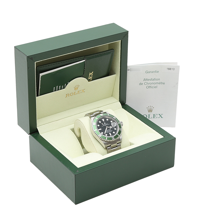 Orologio Rolex Submariner Date "Kermit - Mark IV - Pointed Four" in acciaio Ref: 16610LV  Circa 2005 - Detail D2