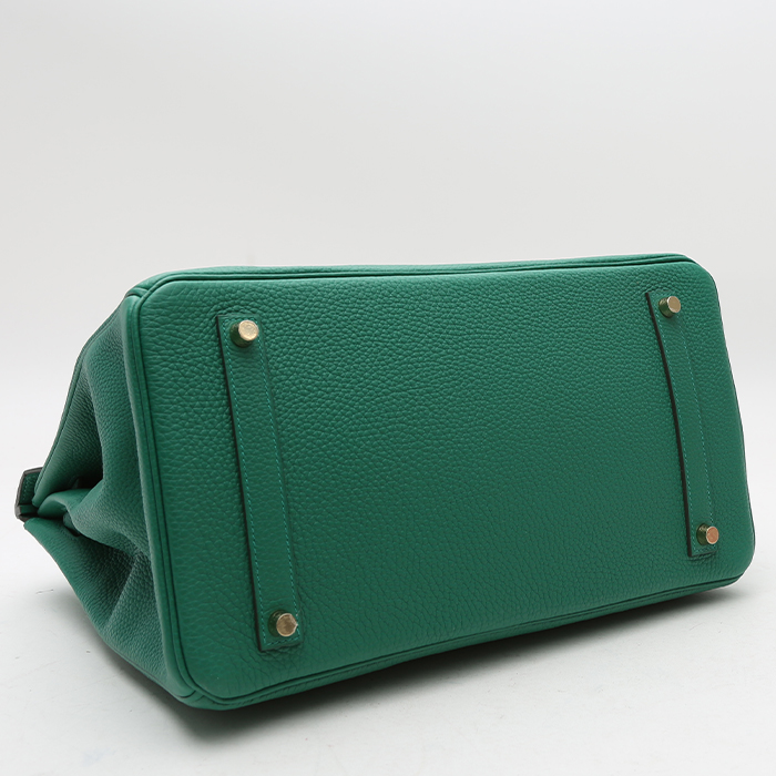Bolso de mano Hermès  Birkin 35 cm en cuero togo Vert Emeraude - Detail D7