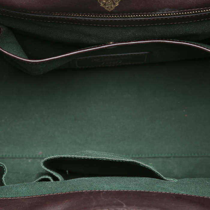 Bolso de mano Gucci Stirrup en cuero marrón - Detail D2