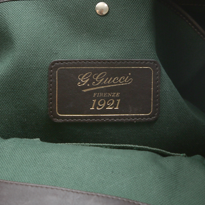 Sac à main Gucci Stirrup en cuir marron - Detail D3