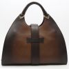 Gucci  Stirrup handbag  in brown leather - Detail D7 thumbnail