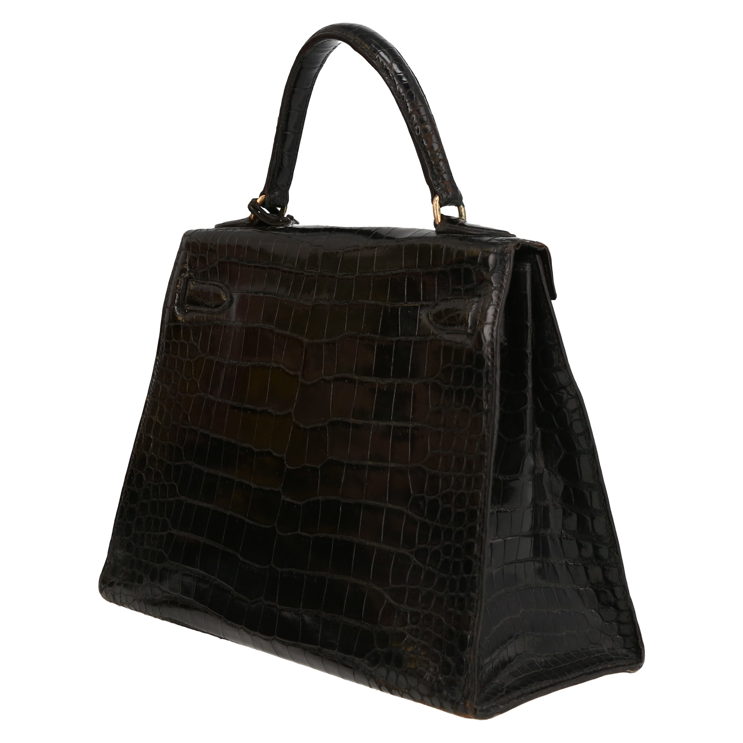 Hermès  Kelly 28 cm handbag  in black porosus crocodile - Detail D5