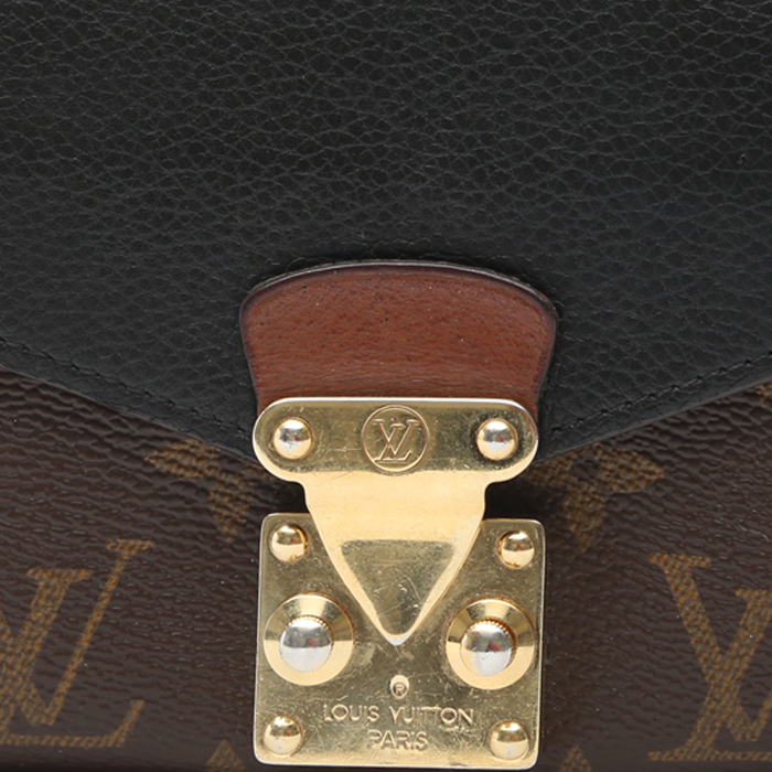 Portafogli Louis Vuitton  Metis in tela monogram marrone e pelle nera - Detail D1