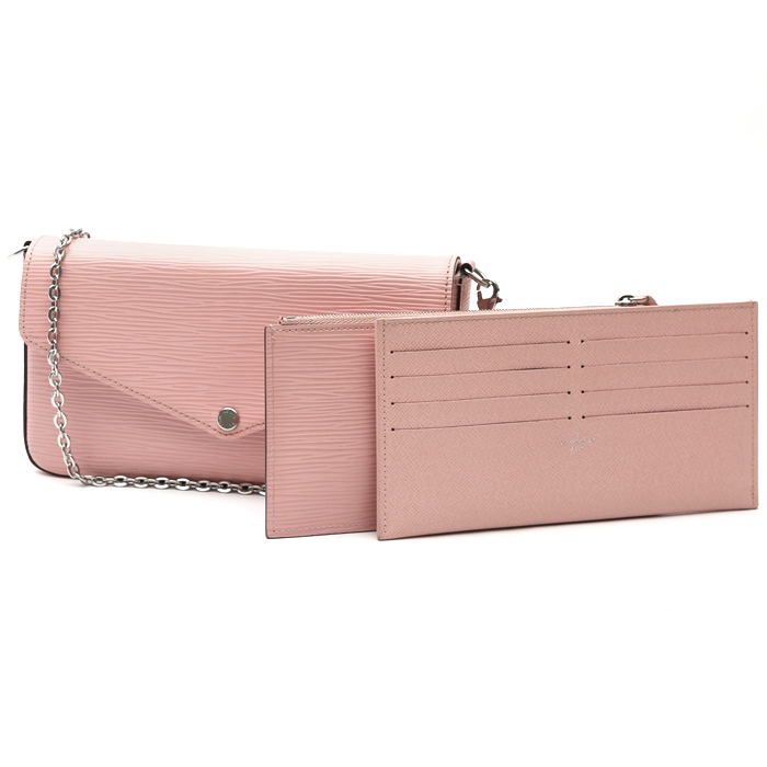 Sac bandoulière Louis Vuitton  Félicie en cuir épi rose - Detail D9