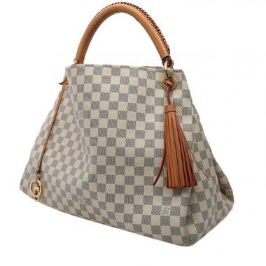 Borsa Louis Vuitton  Artsy modello medio  in tela a scacchi azzurro e pelle naturale