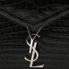 Borsa a tracolla Saint Laurent  Cassandre modello medio  in pelle nera - Detail D1 thumbnail