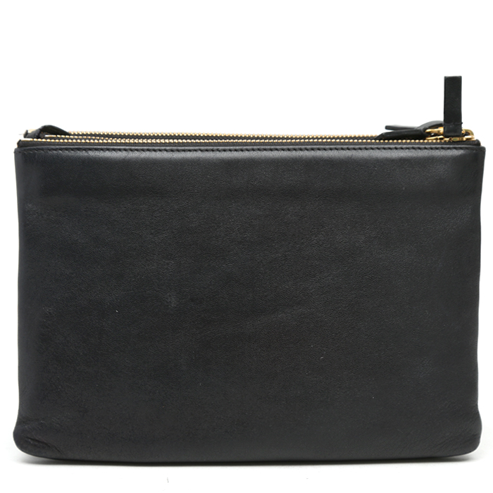 Celine Trio small model shoulder bag in black leather - Detail D7