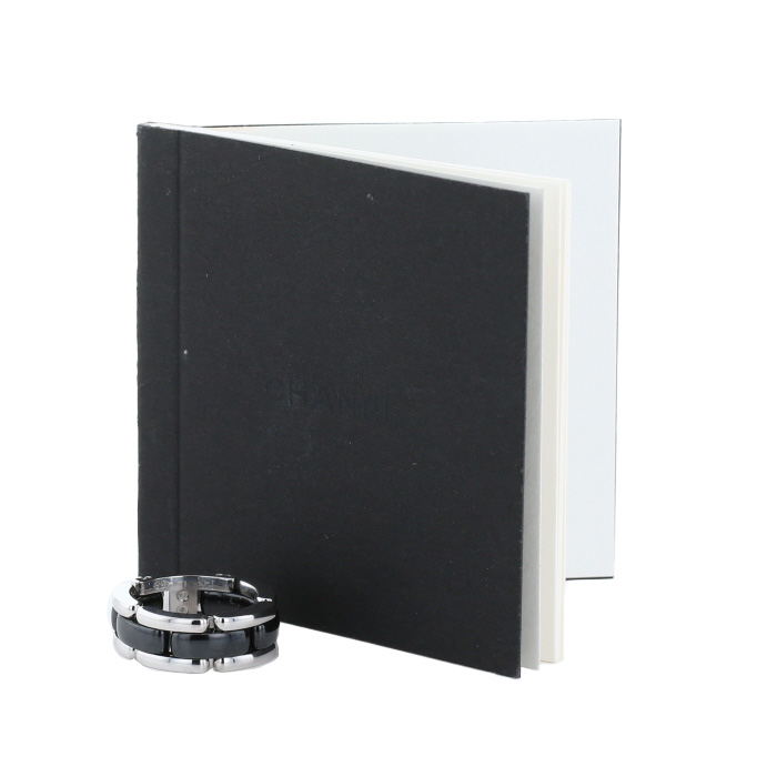 Anello flessibile Chanel Ultra modello medio in oro bianco e ceramica - Detail D2