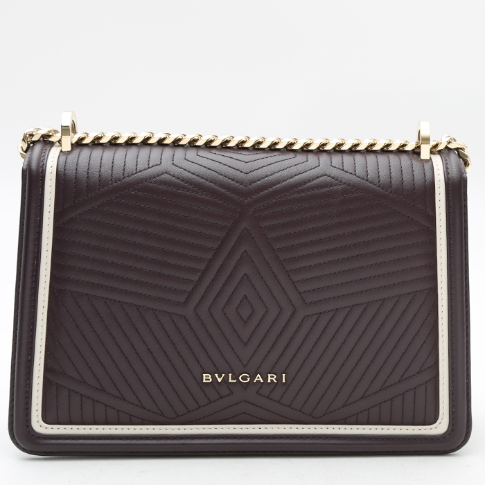 Bulgari Forever shoulder bag in burgundy leather - Detail D7