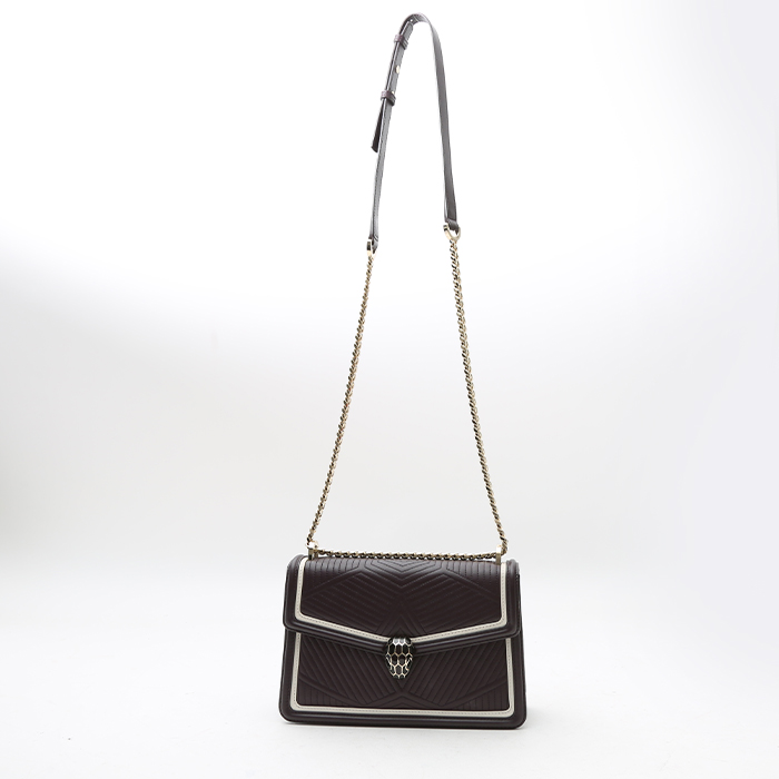 Bulgari Forever shoulder bag in burgundy leather - Detail D8
