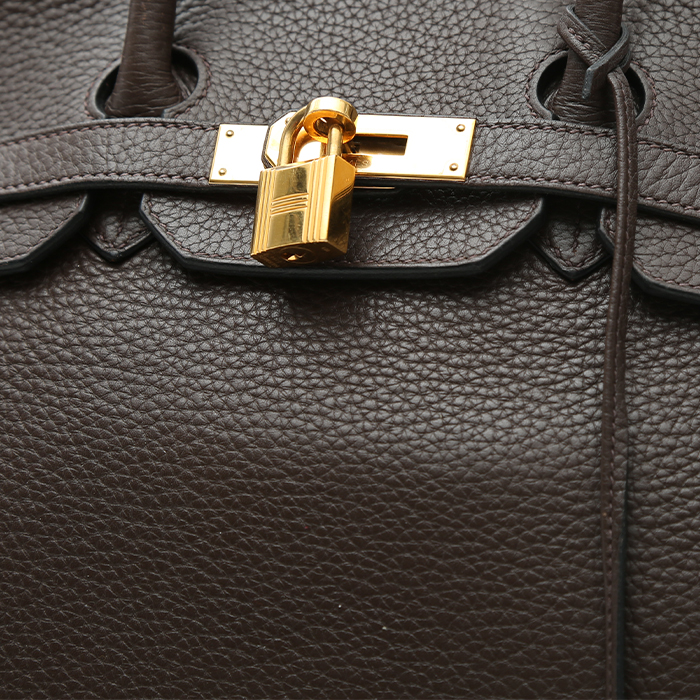 Borsa Hermès Birkin 35 cm in pelle togo marrone - Detail D1