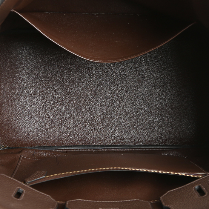 Borsa Hermès Birkin 35 cm in pelle togo marrone - Detail D2