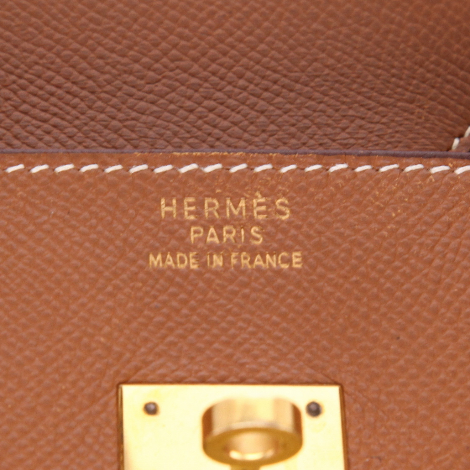 Bolso de mano Hermès  Birkin 35 cm en cuero Courchevel color oro - Detail D2