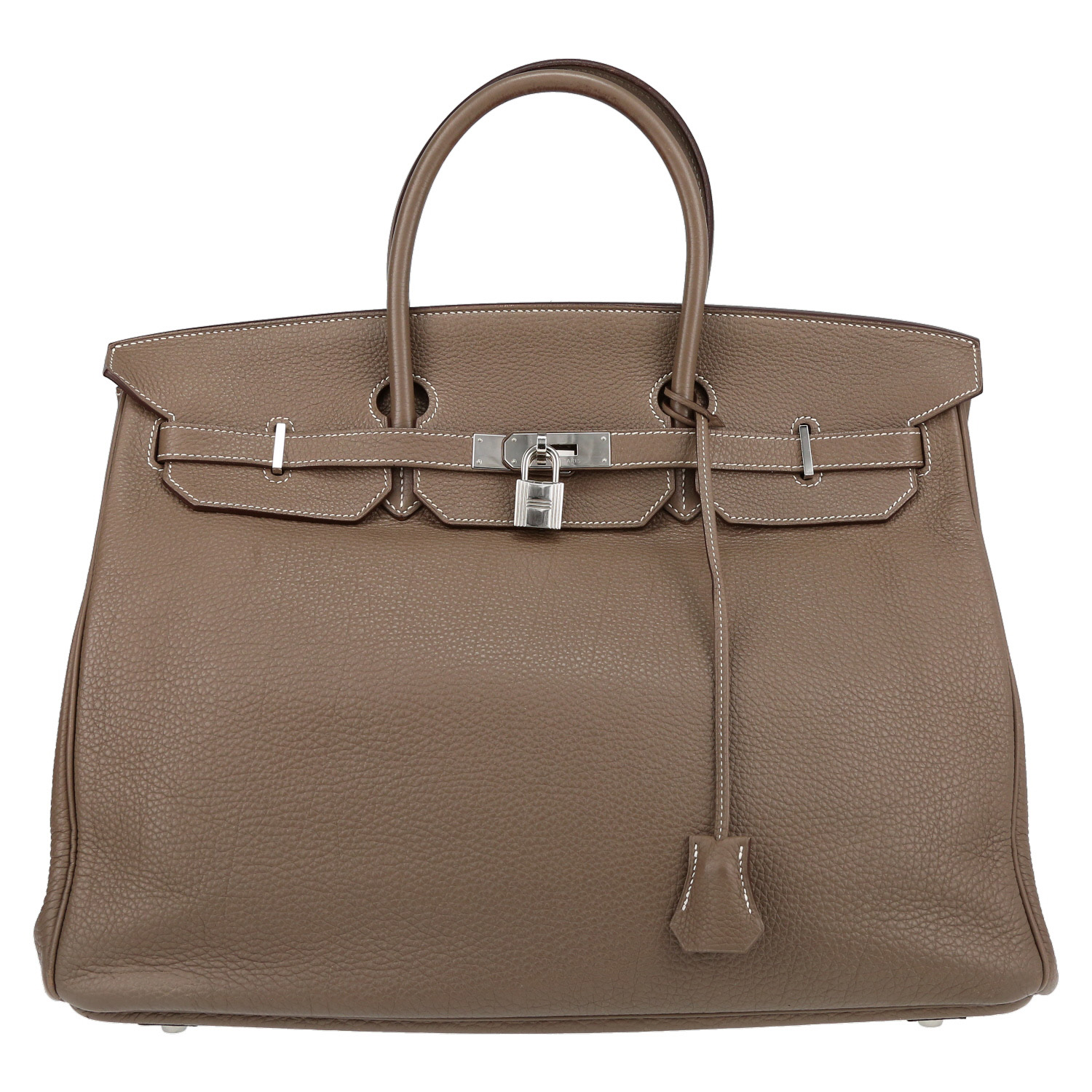 Bolso de mano Hermès  Birkin 40 cm en cuero togo marrón etoupe - Detail D2