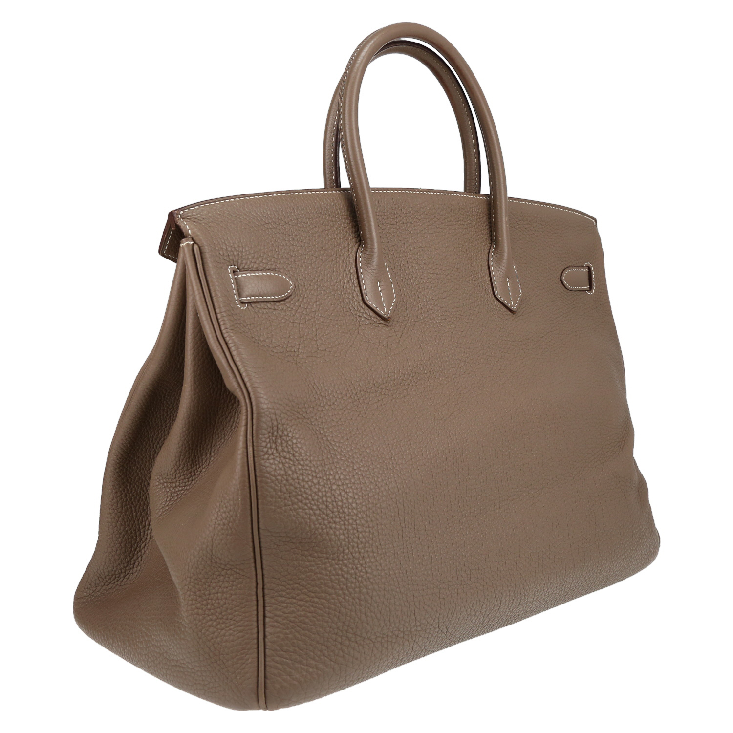 Bolso de mano Hermès  Birkin 40 cm en cuero togo marrón etoupe - Detail D6