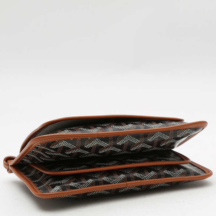 Sac bandoulière Goyard  Plumet en toile Goyardine noire et cuir gold - Detail D4