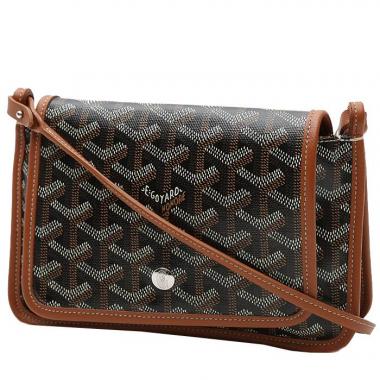 Bolso bandolera Goyard  Plumet en tela Goyardine negra y cuero color oro