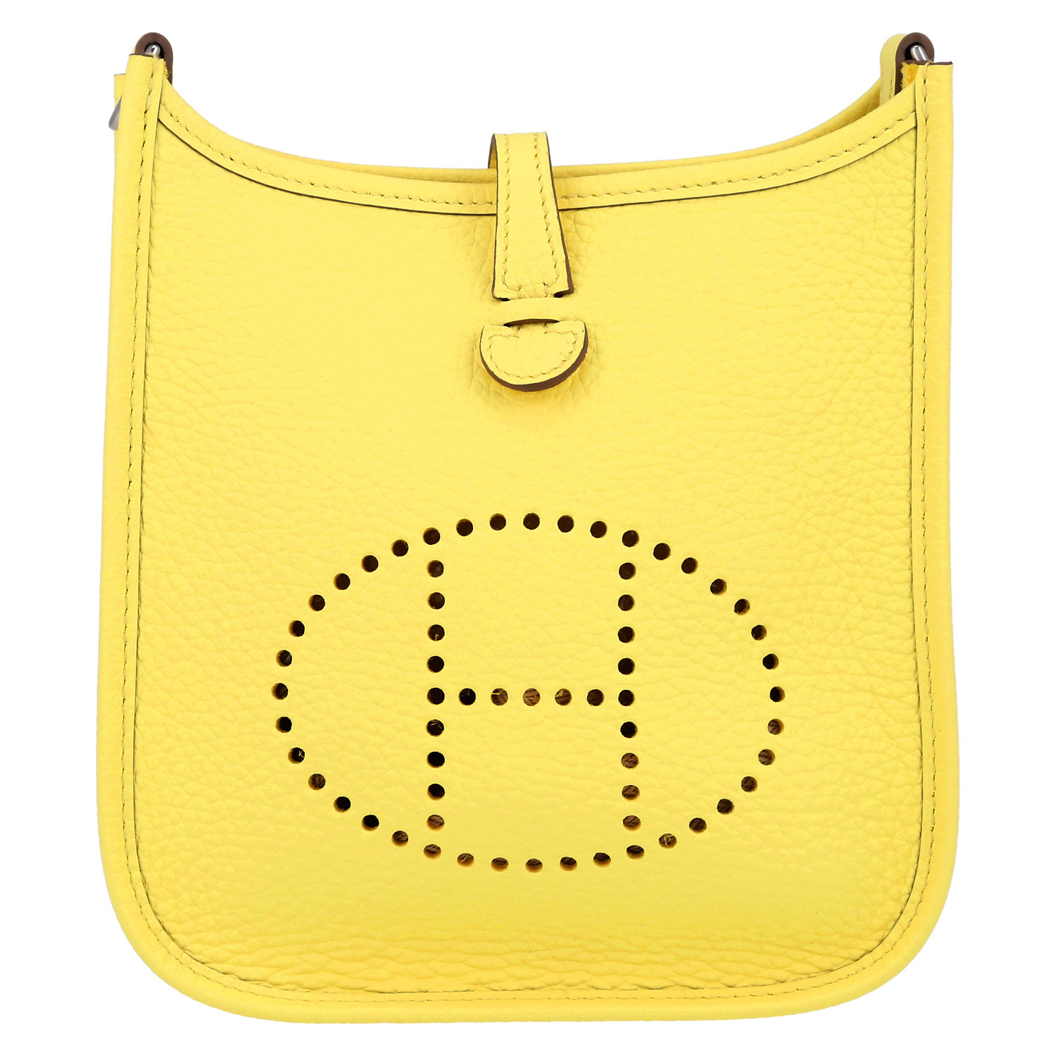 Hermès  Mini Evelyne shoulder bag  in Jaune Limoncello togo leather - Detail D2