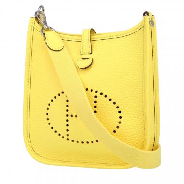 Sac bandoulière Hermès  Evelyne 16 cm en cuir togo Jaune Limoncello
