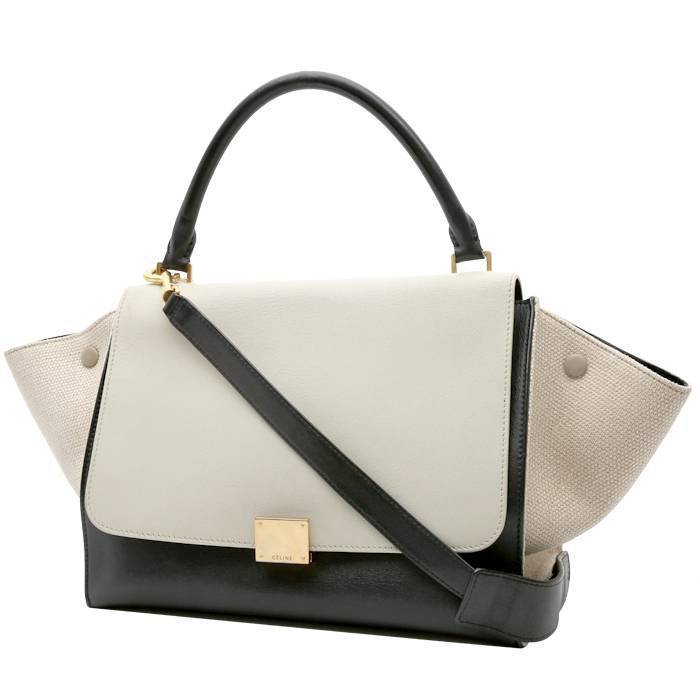 Trapeze Medium Model Handbag In Beige And Black Leather And