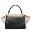 Celine  Trapeze medium model  handbag  in beige and black leather  and beige canvas - Detail D7 thumbnail