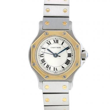 Montre Cartier Santos Octogonale en or et acier Ref: 0907  Vers 1990