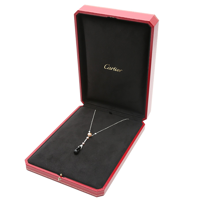 Collier Cartier Monica Bellucci en or blanc, perle de culture, onyx et diamants - Detail D2