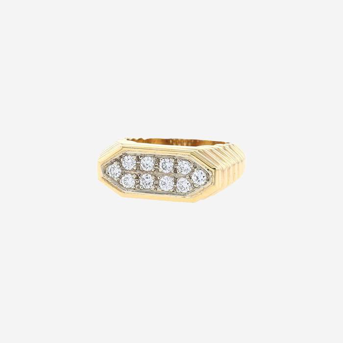 Vintage   1980's ring in 14 carats yellow gold and diamonds
