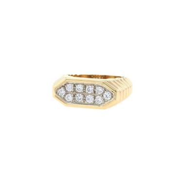 Sortija época años 80 Vintage  de oro amarillo de 14 quilates y diamantes