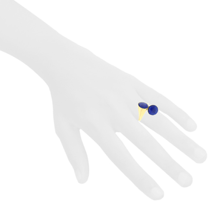 Vintage  ring in yellow gold and lapis-lazuli - Detail D1