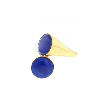Vintage  ring in yellow gold and lapis-lazuli