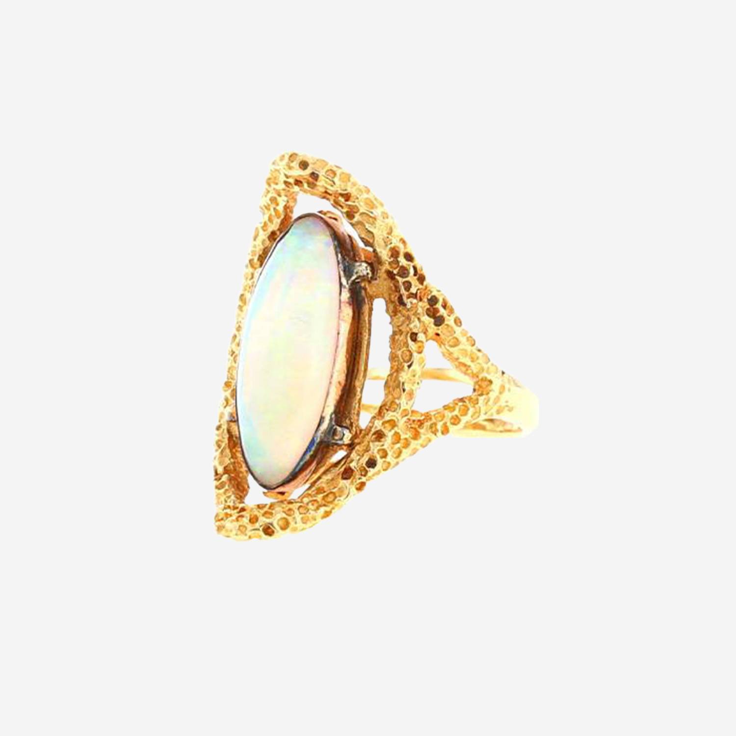 Anello  modernisto Vintage  in oro giallo e opale