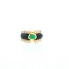 Vintage  ring in yellow gold, emerald, diamonds and onyx - 360 thumbnail