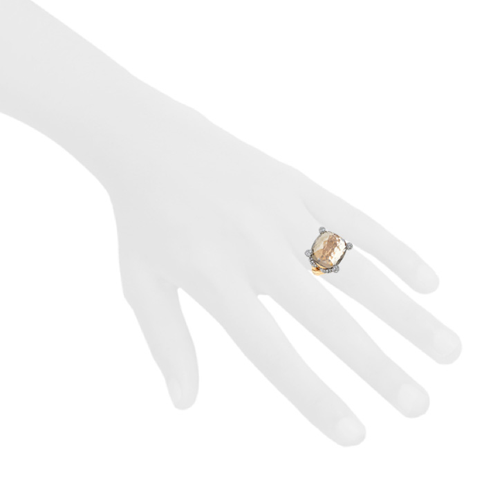 Pomellato Tango ring in pink gold, diamonds and smoked quartz - Detail D1