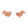 Vintage 1970's earrings in yellow gold and coral - 360 thumbnail
