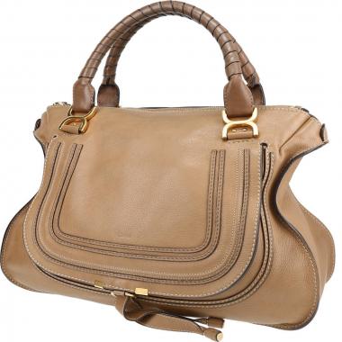 Bolso de mano Chloé  Marcie en cuero granulado marrón